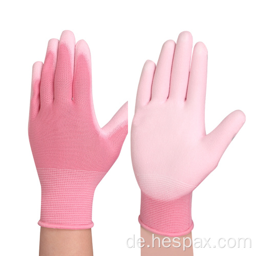 Hespax Pink PU palmenbeschichtete Schutzhandhandschuhe